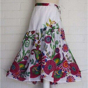 NWT Sacred Threads One Size Colorful Exotic Garden Cotton Full Wrap Skirt